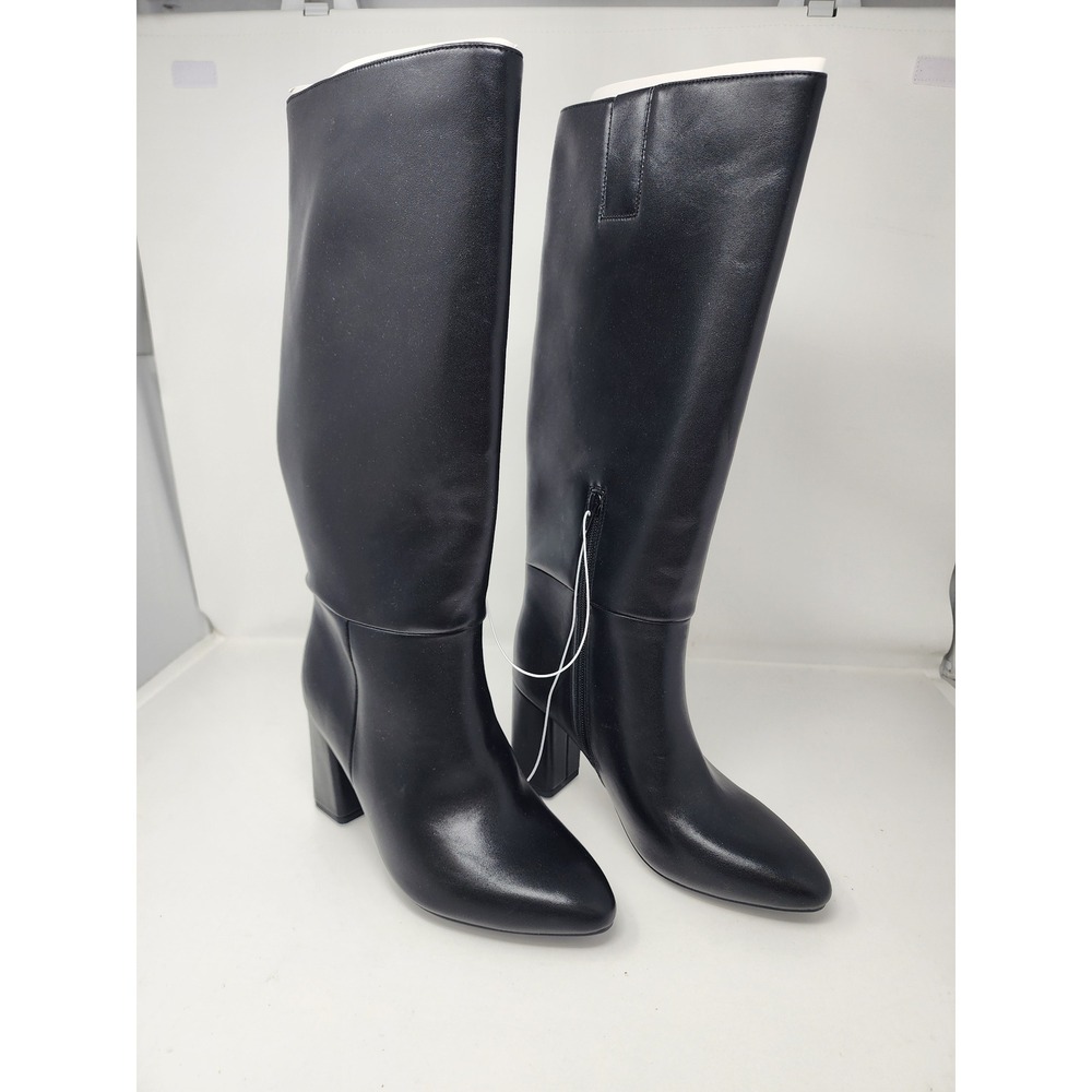 A New Day Womens Knee High Tall Boots Black Faux Leather Casual Size 7